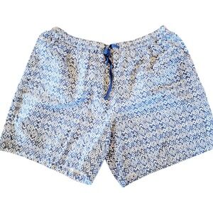 Croft & Barrow XL Shorts Blue White Diamond‎ Print Drawstring Cotton Womens